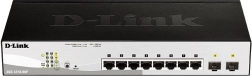 D-Link DGS‑1210‑08P gigabitový PoE smart switch 8× RJ‑45 a 2× SFP