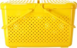 Obdélníkový piknikový koš se zámkem, žlutý