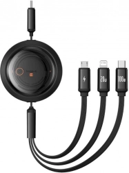 Výsuvný nabíjecí kabel 3v1 BASEUS Free2Draw USB‑C/Lightning/Micro 100W, 1,1 m, černý