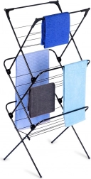 Skládací kovový sušák na prádlo, černý, 61 × 58 × 136 cm