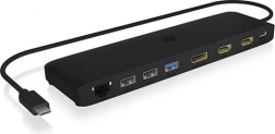 Icy Box USB‑C dokovací stanice 12v1 s trojitým výstupem videa, HDMI, DisplayPort, LAN a USB