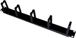 Organizér kabelů 1U 19" s 5 háčky, černý