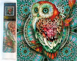 Diamantové malování 7D – sova na modré mandale 30 × 30 cm