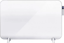 Bílý infračervený panelový ohřívač s držákem na ručníky a Wi‑Fi