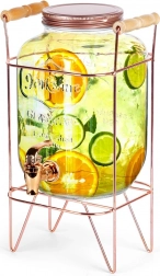 Skleněný nápojový dávkovač s kohoutkem a zlatým stojanem 4,2 l Vilde