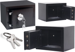 Domácí ocelový trezor na klíč, černý 23 × 17 × 17 cm