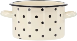 Emaliovaný hrnec 2 l, 16 cm, bílý s puntíky