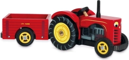 Le Toy Van červený traktor a přívěs