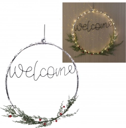 LED věnec Welcome s teplým bílým osvětlením 40 cm