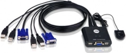 2portový USB VGA KVM přepínač se vzdáleným voličem