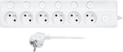 Solight prodlužovací přívod s individuálními vypínači, 6 zásuvek, 3 m, bílý