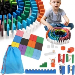 Dřevěné domino a kulodráha 407 dílů s taškou