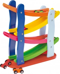 Malá noha dřevěná závodní dráha s 4 autíčky