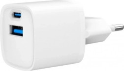 Mini nabíječka USB‑A/USB‑C 20 W s PD a QC 3.0 – bílá