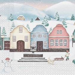 Vánoční ubrousky Vesnička 3vrstvé 33 × 33 cm