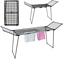 Stojanový sušák na prádlo, výsuvný, balkonový, 27 m, černý