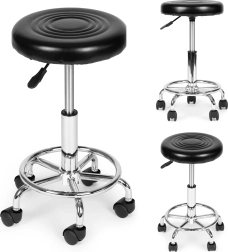 Otočná kosmetická a zdravotnická stolička s opěrkou, černá ModernHome