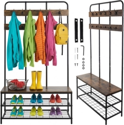 Stojací předsíňový regál s věšákem 182 cm Ruhhy