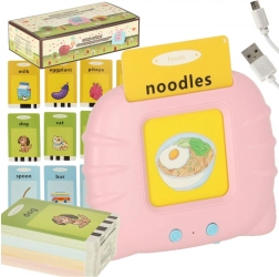 Elektronický čtečka karet pro učení angličtiny, 112 výukových kartiček, růžová