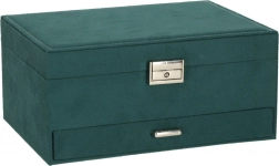 Šperkovnice zelená s přihrádkami a zásuvkou