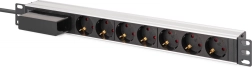 Racková PDU lišta 19" se spínačem a jističem C 16 A, 7x Schuko, 1,8 m kabel, hliník