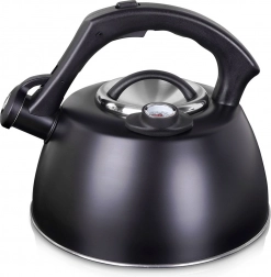 Ocelová konvice s píšťalkou a teploměrem 3 l – černá