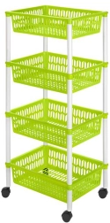 Košový regál na kolečkách, 4 patra, 40 × 30 × 89 cm, plast