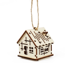 Dřevěný domeček s křížky s LED svíčkou