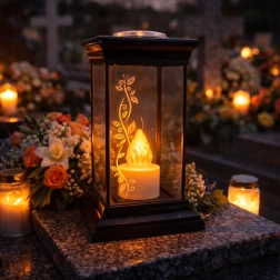 Solární lucerna se svíčkou LED 14 × 14 × 28 cm - 1 kus
