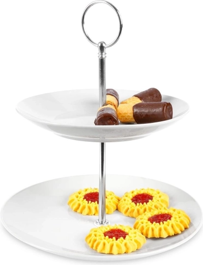 Porcelánová dvoupatrová etažérka 21 cm