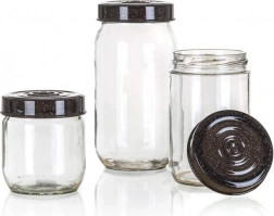 Skleněné dózy LINZI 3 ks, žulové víčko