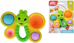 chrastítko motýl pro miminka s měkkými výplněmi a rukojetí