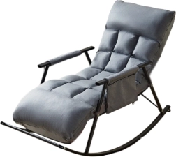Houpací křeslo s černou kovovou základnou – šedé