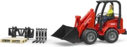 Červený nakladač Bruder Schäffer 2034 s figurkou a příslušenstvím