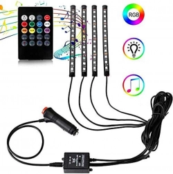 Nicetai LED osvětlení interiéru auta s dálkovým ovládáním, 4 pásky