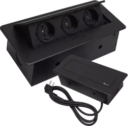 Zapuštěná trojitá zásuvka do desky IZOXIS, černá