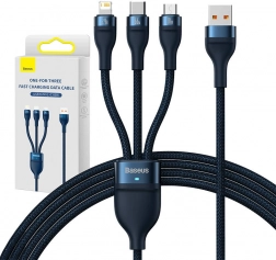Kabel Baseus pro rychlé nabíjení 3v1, USB-C + Micro USB + Lightning 66W, 1,2 m