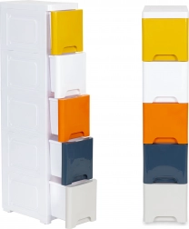 kontejner na hračky a koupelnové potřeby s 5 výsuvnými zásuvkami na kolečkách modernhome