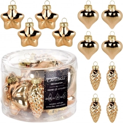 Skleněné vánoční ozdoby zlaté 4–4,5 cm, sada 12 ks