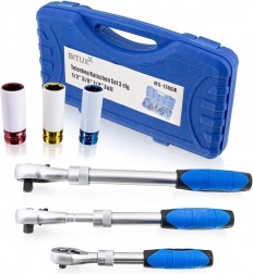 Sada teleskopických ráčen 1/4", 3/8", 1/2" + nárazové nástavce 17/19/21 mm