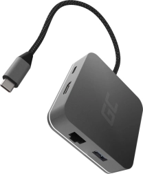 USB‑C hub GREEN CELL 6v1 s HDMI, RJ45 a napájením USB‑C PD