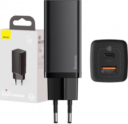 Rychlá cestovní nabíječka BASEUS GaN Lite 65W, USB‑C + USB, černá