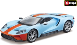 kovový model bburago ford gt 2019 1:32 světle modrá/oranžová