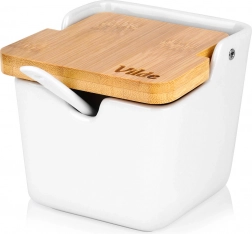 Keramická cukřenka 250 ml s bambusovým víčkem a lžičkou