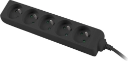 Prodlužovací kabel 3m, černá, 5 zásuvek, měděný kabel