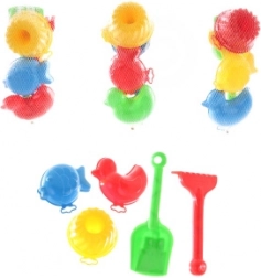 Sada na písek s lopatkou, hrabičkami a formičkami