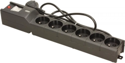 Přepěťová prodlužovací zásuvka LESTAR, 6 zásuvek, 1,5 m, černá
