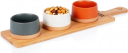 Sada keramických misek na tapas s bambusovým prkénkem 48 cm, 4 díly