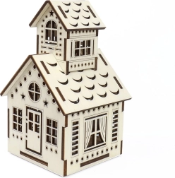 Dřevěný domeček se zvonicí s LED svíčkou – KÚZLO DREVA