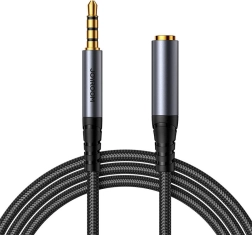 Joyroom prodlužovací audio kabel 3,5 mm jack (samec–samice), opletený, 1,2 m, černý